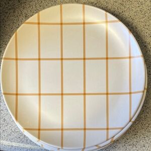 Hearth & Hand Elegant Plaid Dinner Plates- White and Orange